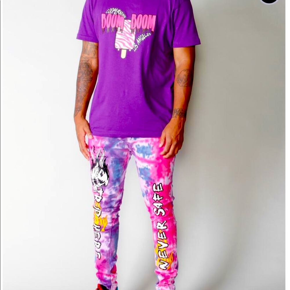 Men’s Cooper 9 Pink Purple Tye Dye Jeans
